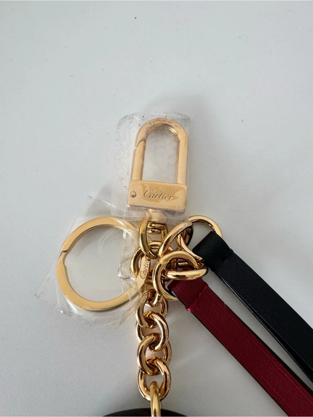 Diabolo De Cartier Medallion Key Ring, Calfskin red & Black, CROG000646